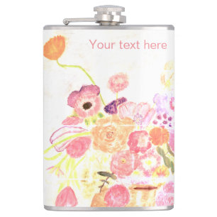 Personalize - VINTAGE FLORAL -Vinyl Wrapped Flask