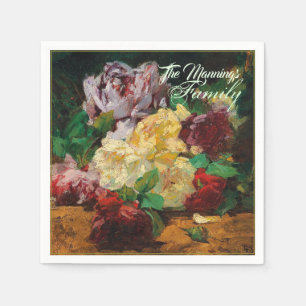 Personalize Vintage French Georges Jeannin Roses Napkin