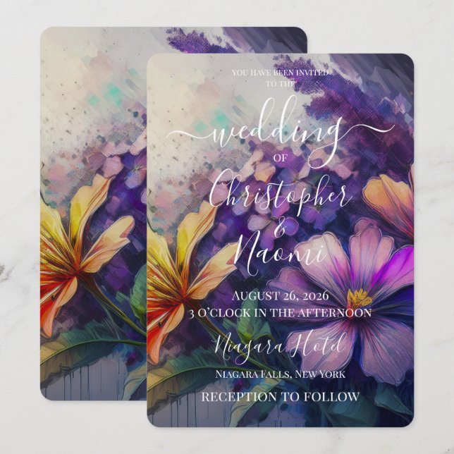 PERSONALIZE: Vintage Painted Flowers Invitation (Front/Back)