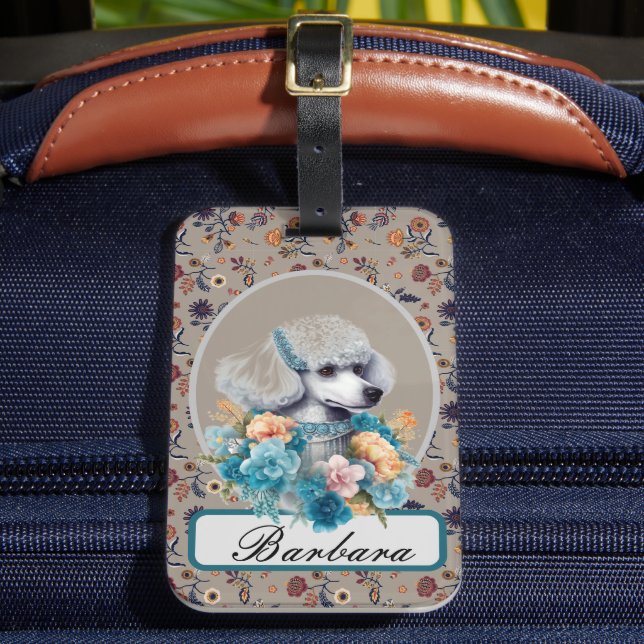 Personalize Vintage Poodle  Luggage Tag (Front Insitu 2)
