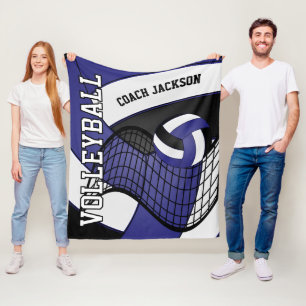 Personalize - Volleyball 🏐 Design - Dark Blue Fleece Blanket