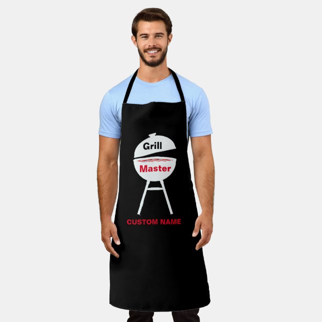 Personalize w Name Custom Black Chef Mens Womens Apron (Worn)