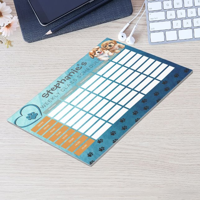Personalize Watercolor Dog Weekly Class Schedule Notepad (Personalize Watercolor Dog Weekly Class Schedule Notepad)