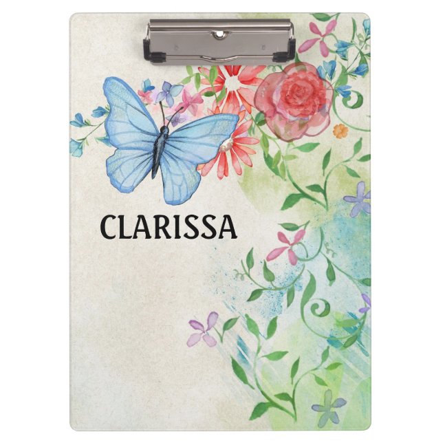 Personalize Watercolor Flower Clipboard (Front)
