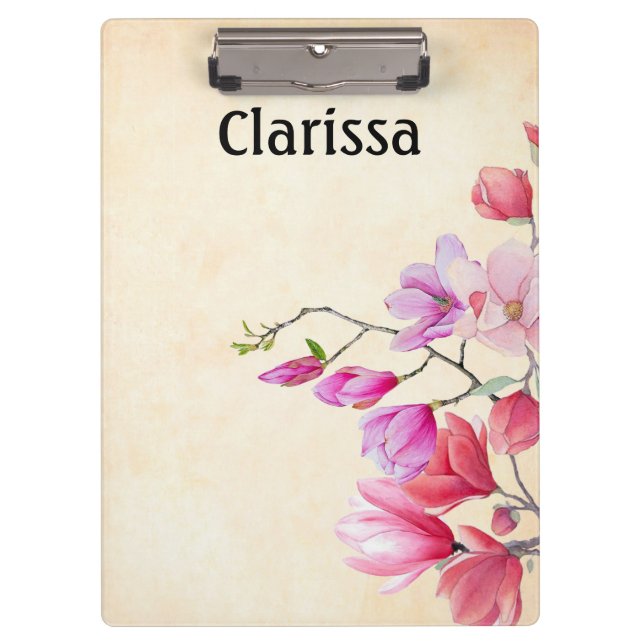 Personalize Watercolor Flower Clipboard (Front)