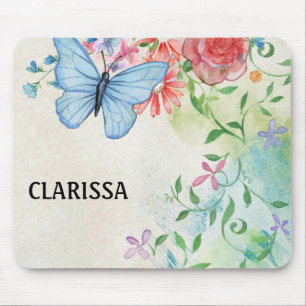 Personalize Watercolor Flower Mouse Pad