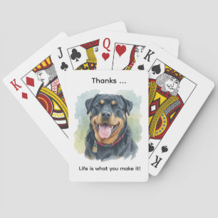 Personalize Watercolor Pet Rottweiler Portrait Playing Cards