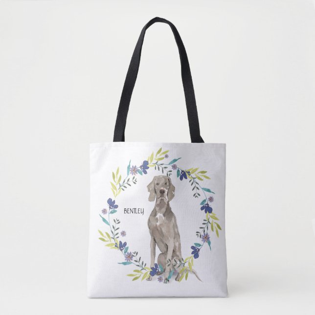 Personalize Watercolor Weimaraner Tote Bag (Front)