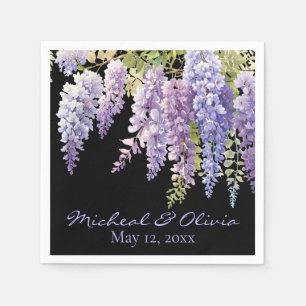 Personalize watercolor wisteria purple floral  napkin