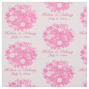 Personalize Wedding Fabric Pink Roses