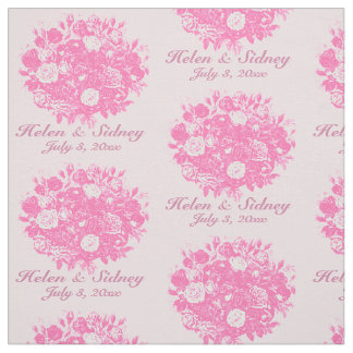 Personalize Wedding Fabric Pink Roses