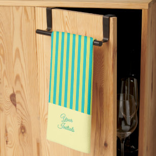 Personalize Wedding Gift Yellow Striped Yellow     Kitchen Towel