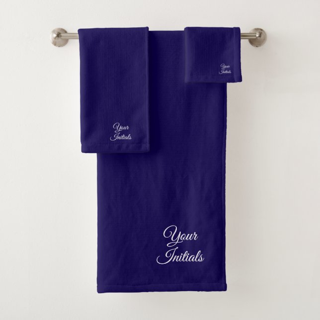Personalize Wedding Housewarming Gift Dk Blue     Bath Towel Set (Insitu)