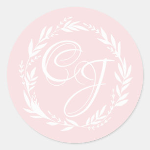 Personalize Wedding Monogram White Wreath Stickers