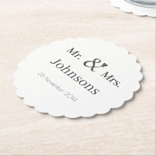 Personalize wedding name ampersand typography     paper coaster