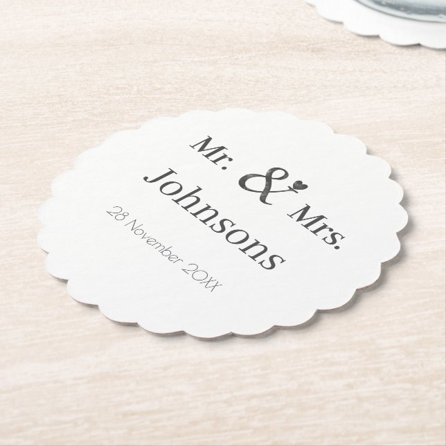 Personalize wedding name ampersand typography     paper coaster (Angled)