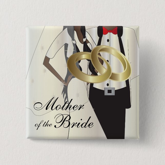 Personalize Wedding Party and Family Members 2 Inch Square Button (Front)