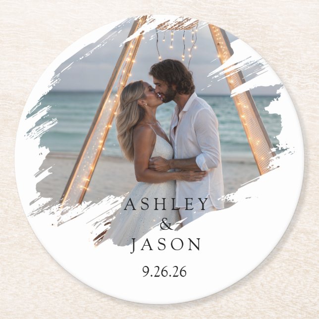 Personalize Wedding  Round Paper Coaster (Front)