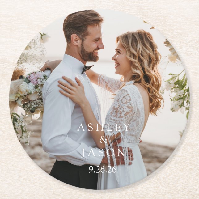 Personalize Wedding  Round Paper Coaster (Front)