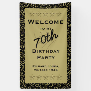 Personalize: Welcome 70th Birthday Party - Black Banner