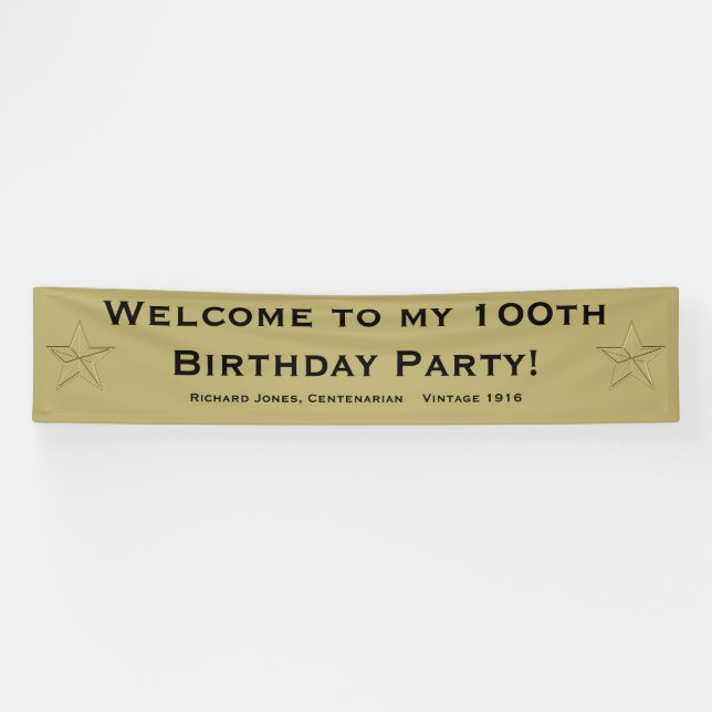 Personalize: Welcome to my 100th Birthday Party Banner (Horizontal)