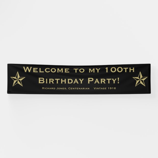 Personalize: Welcome to my 100th Birthday Party Banner (Horizontal)