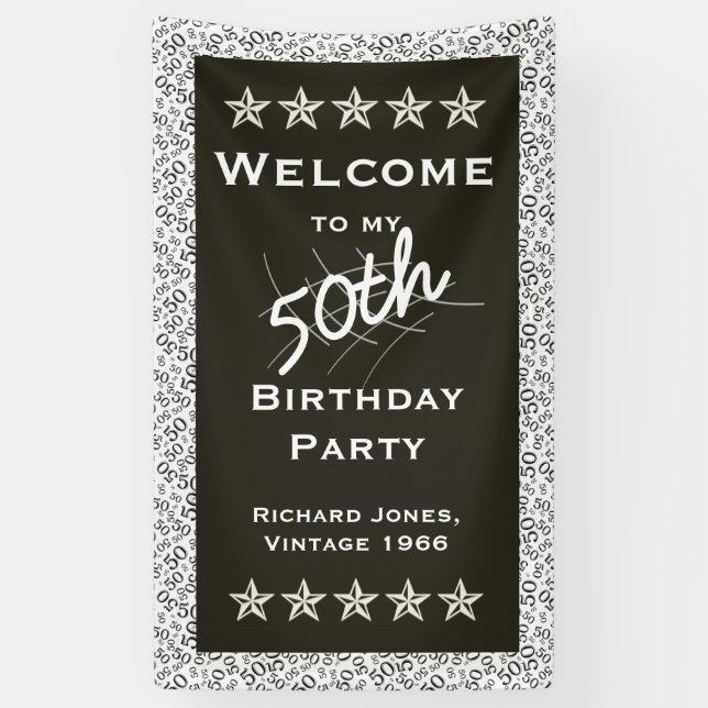 Personalize: Welcome to my 50th Birthday Party Banner (Vertical)