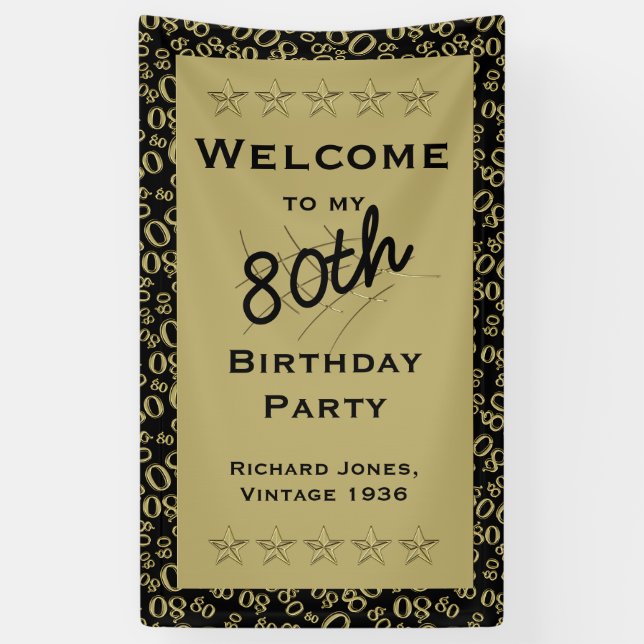 Personalize: Welcome to my 80th Birthday Party Banner (Vertical)
