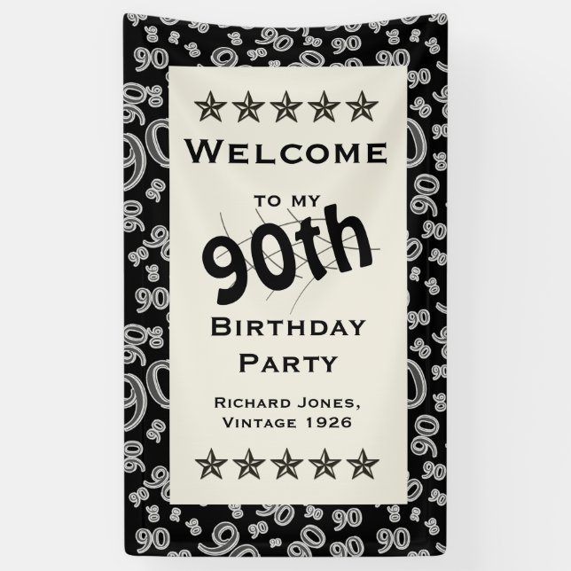 Personalize: Welcome to my 90th Birthday Party Banner (Vertical)
