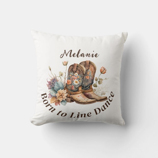 Personalize Western Boho Line Dancing Throw Pillow (Front)
