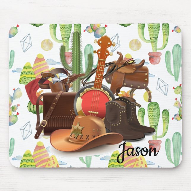 Personalize Western Sheriff Mouse Pad (Front)