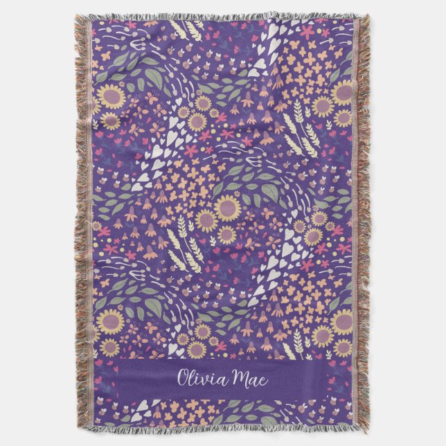 Personalize whimsical purple blanket (Front Vertical)