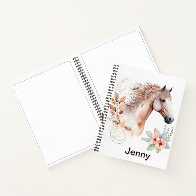 Personalize White Horse Sketch  Notebook (Inside)