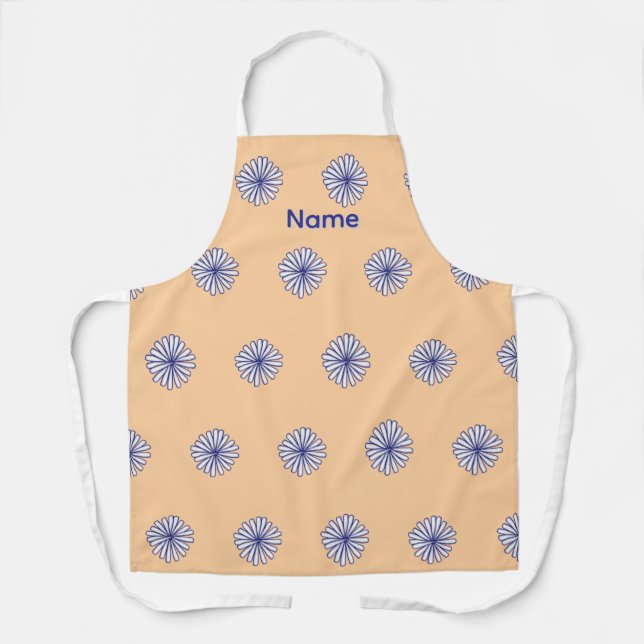 Personalize White Petals Peach Gift     Apron (Front)