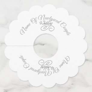 Personalize White Scallop Newlyweds Wine Glass Tag