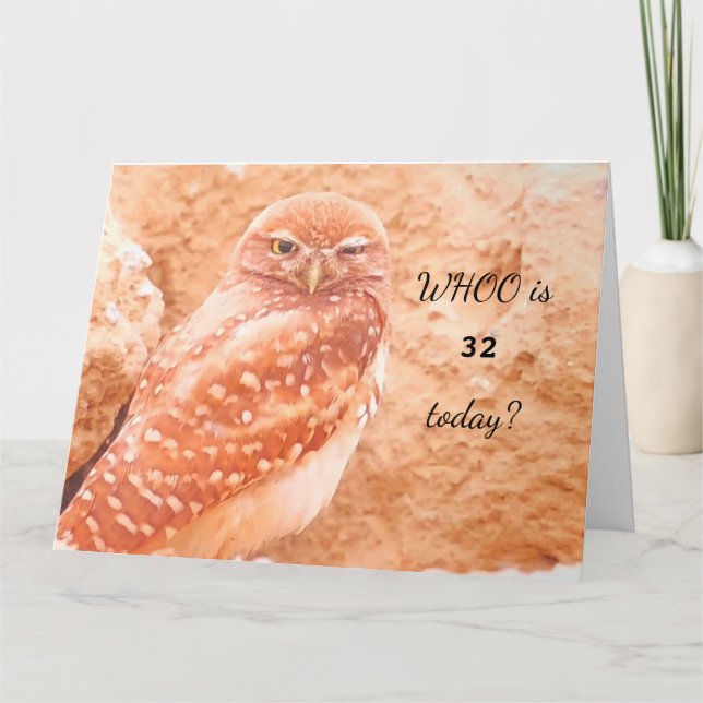 Personalize "WHOOO is...today?" Owl large Birthday Card (Front)