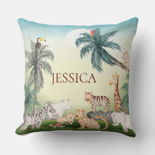 Personalize wild Animal With the Jungle Tree Throw Pillow