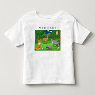 Personalize Wild Animals in A Forest Landscape Toddler T-shirt