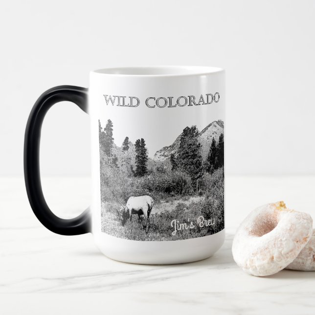 Personalize Wild Colorado Elk Wilderness Magic Mug (With Donut)