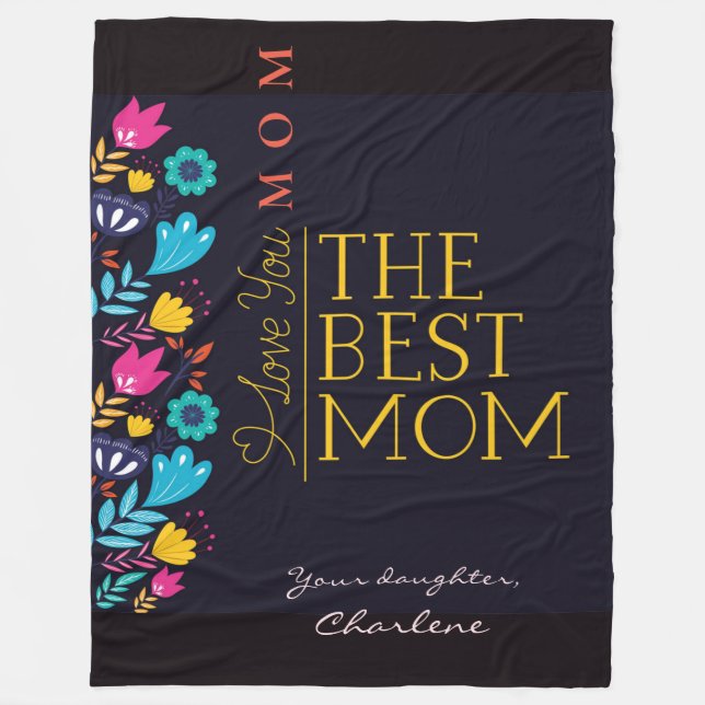 Personalize Wildflowers and Mothers Day Greeting  Fleece Blanket (Front)