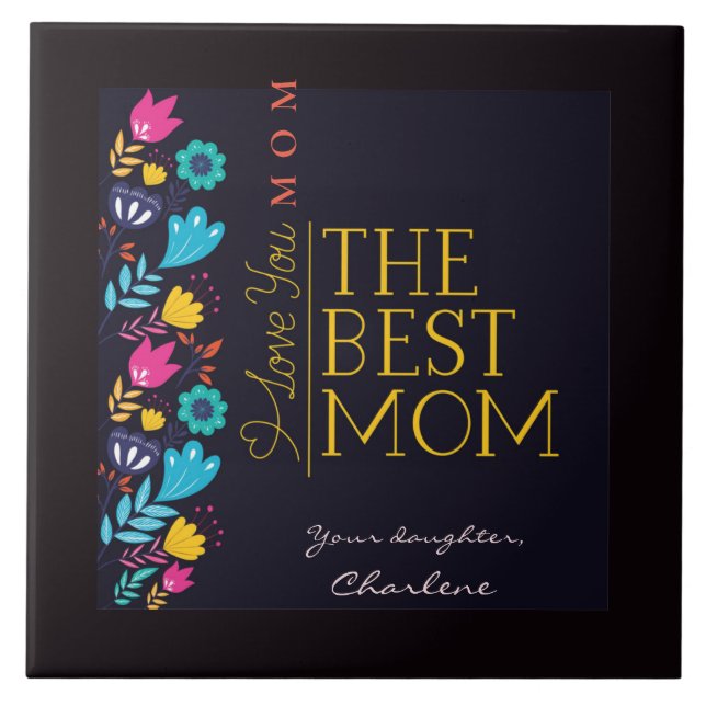 Personalize Wildflowers and Mothers Day Greeting   Tile (Front)
