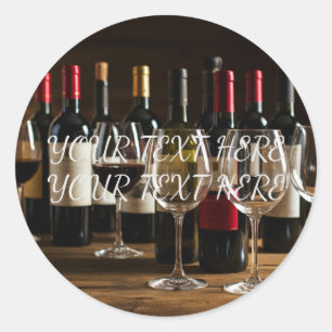 Personalize Wine Tasting Party Bottle Glass Classic Round Sticker