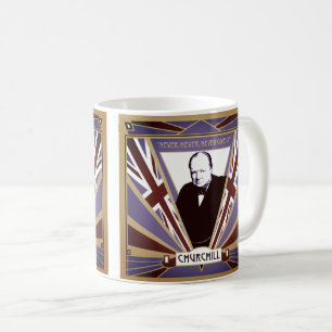 Personalize Winston Churchill art deco Union Jack Coffee Mug