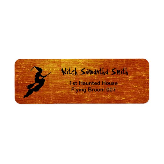 Personalize: Witch in Flight on Broom Silhouette Return Address Label