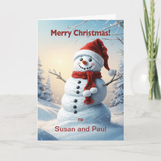 Personalize with a Name Christmas Snowman  Holiday Card