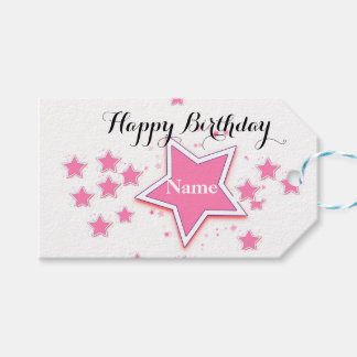 Personalize With A Name Pink STAR  Gift Tags