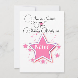 Personalize With A Name STAR Birthday  Invitation