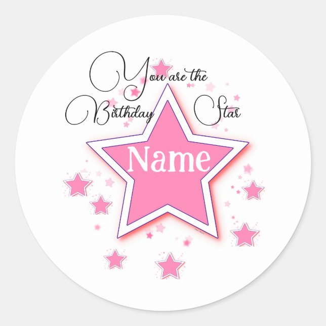 Personalize With A Name STAR  Classic Round Sticker (Front)