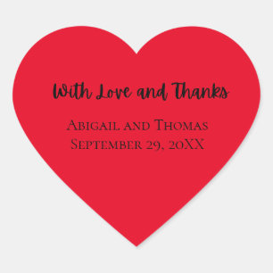Personalize With Love and Thanks Red Heart Wedding Sticker