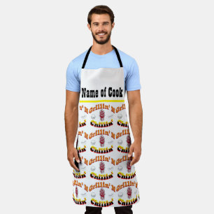 Personalize With Name Backyard Grillin' N Chillin Apron